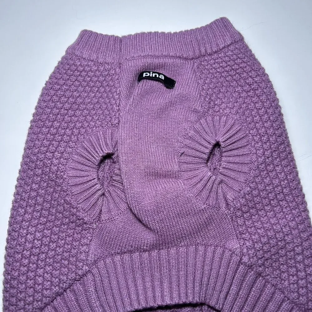 Pina Dog Sweater Large L Purple Cable Knit Winter Warm Cozy Pet Pullover Rayon